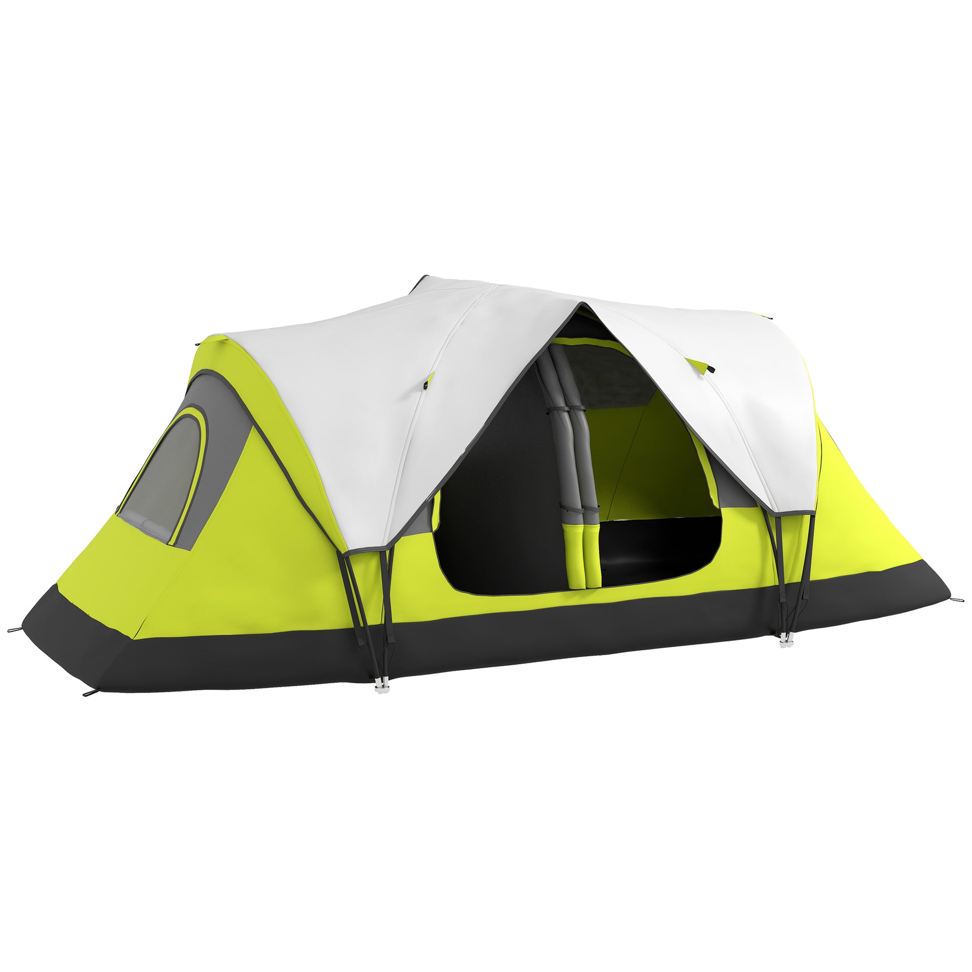 Outsunny Camping Tent for 6 Man with 2000mm Water Resistant Rainfly and Carry Bag for Fishing Hiking Festival, Yellow