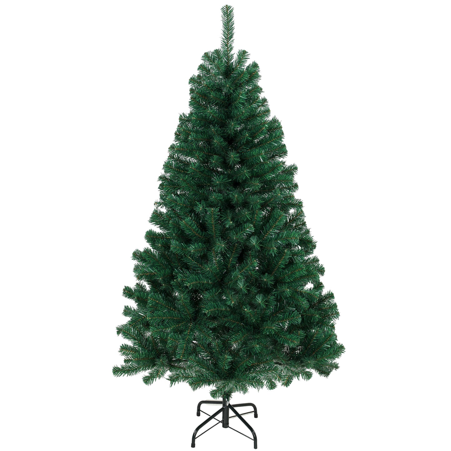 HOMCOM 5ft Artificial Christmas Tree, Fir Hinged Xmas Tree with 420 Branch Tips, Foldable Steel Stand, Green