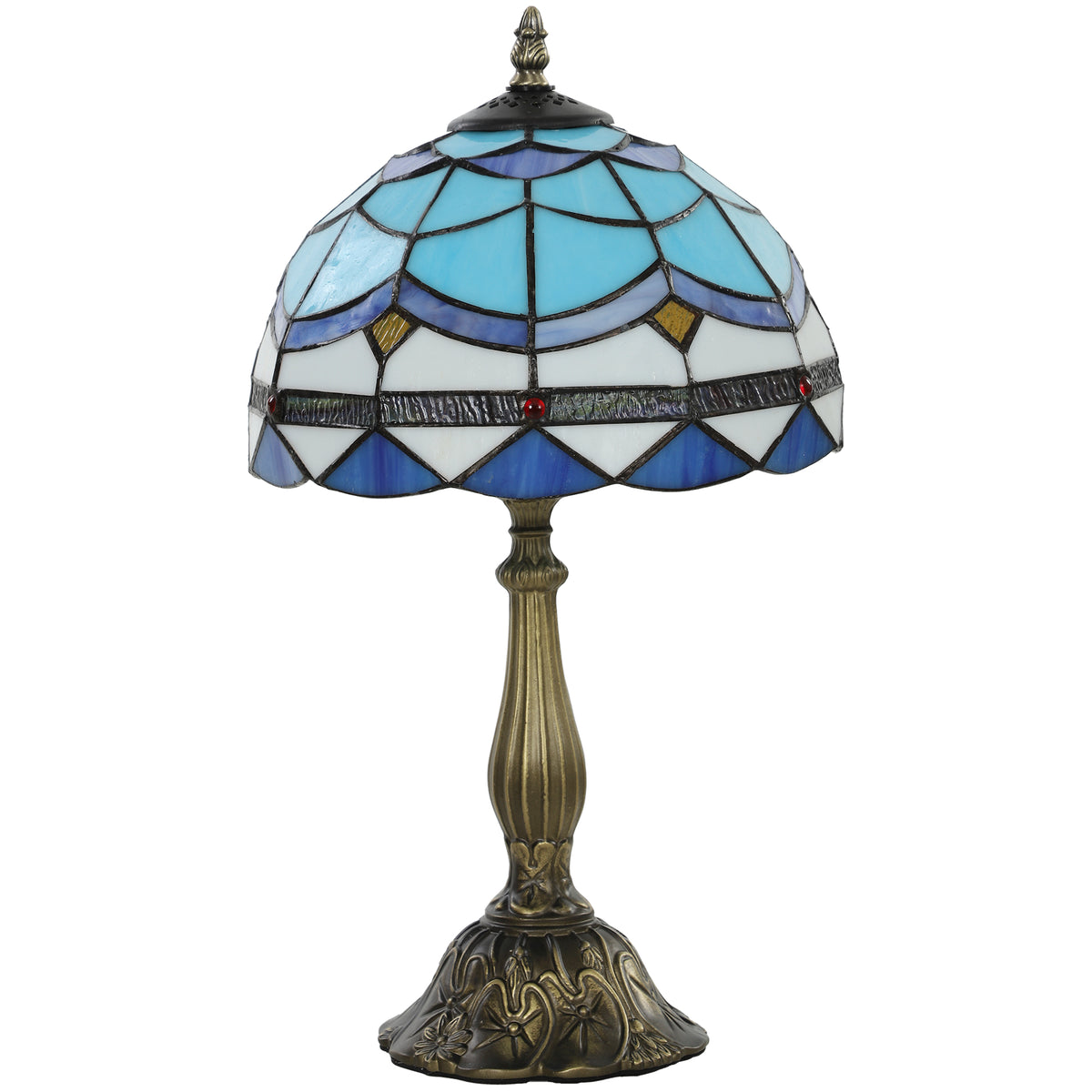 HOMCOM Tiffany Stained Glass Table Lamp, Handmade Antique Bedside Lamp, Decorative Night Light Default Title