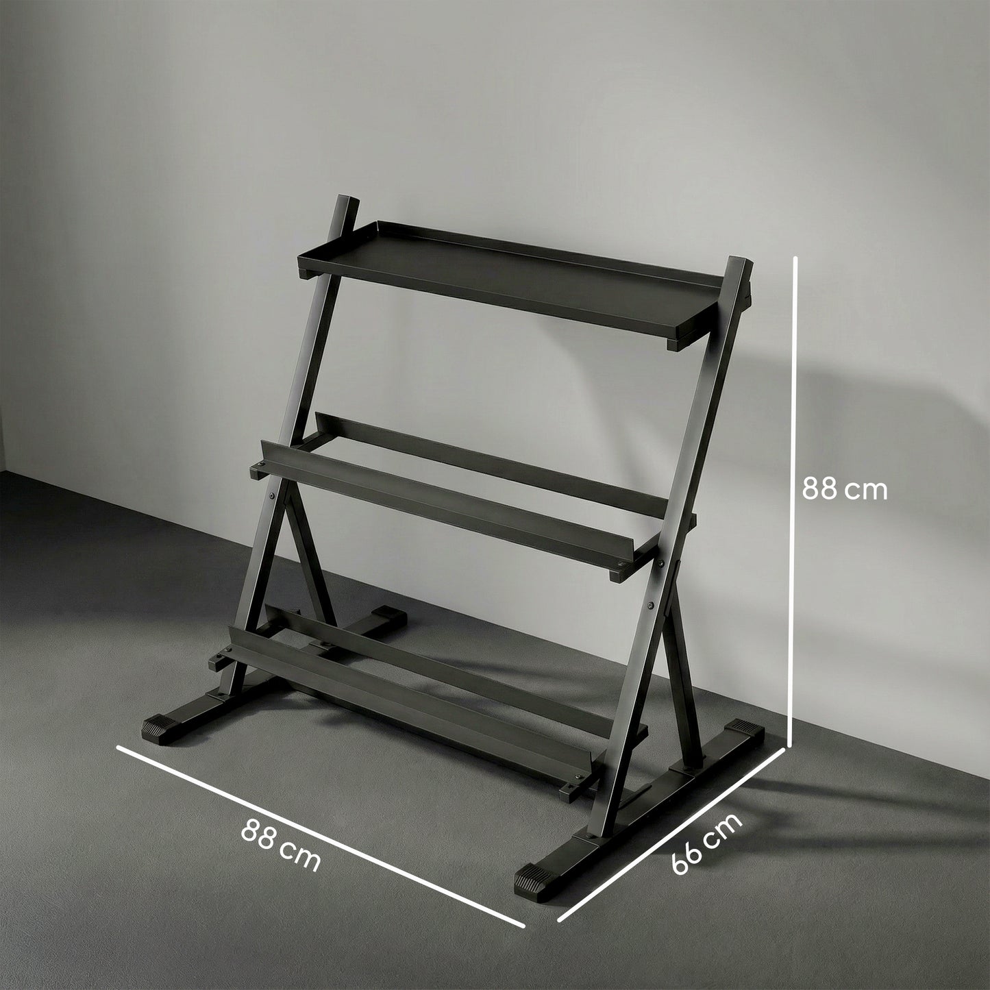 SPORTNOW 3-Tier Adjustable Dumbbell Rack, Heavy-Duty Weight Rack for Dumbbells, Kettlebells and Multiple Balls, Space-Saving Weight Storage Stand for Home Gym, 200 KG Capacity