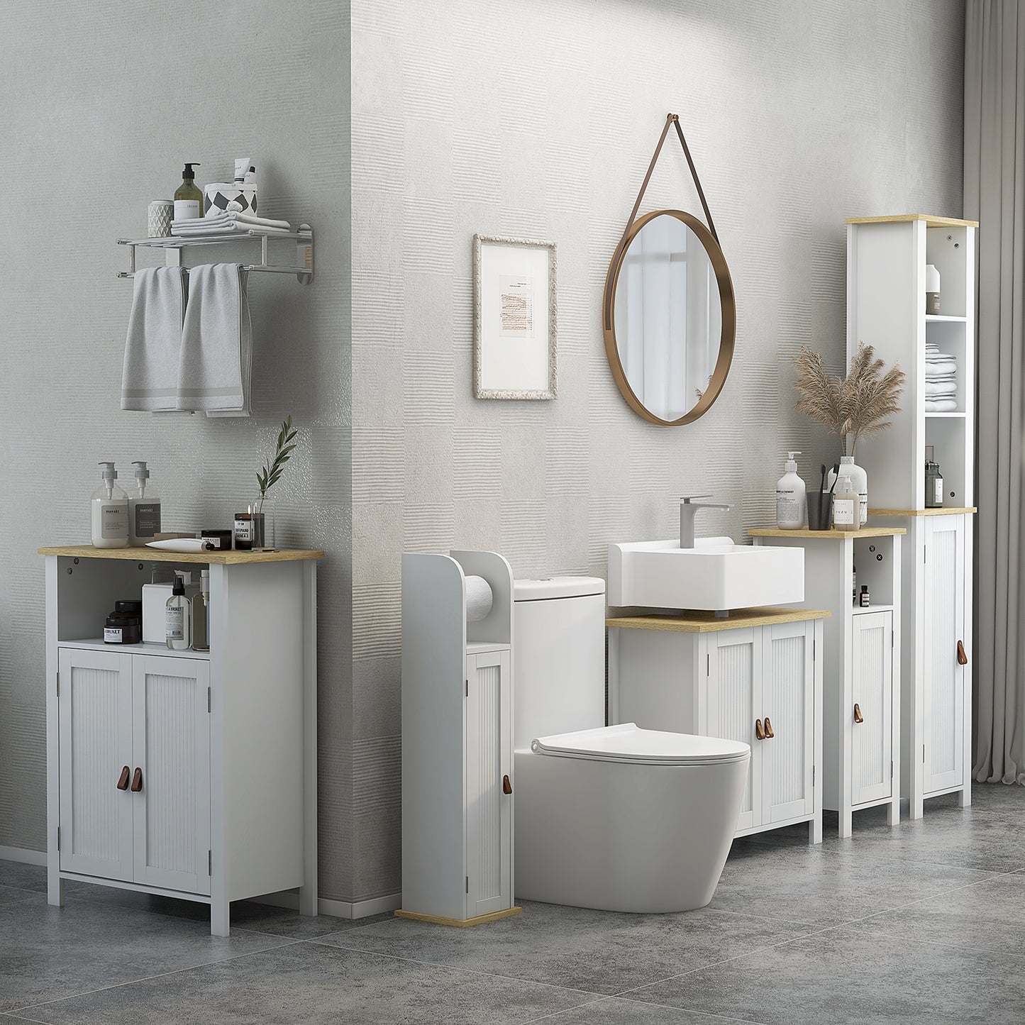 kleankin Under Sink Bathroom Cabinet for Basin without Pedestal - White