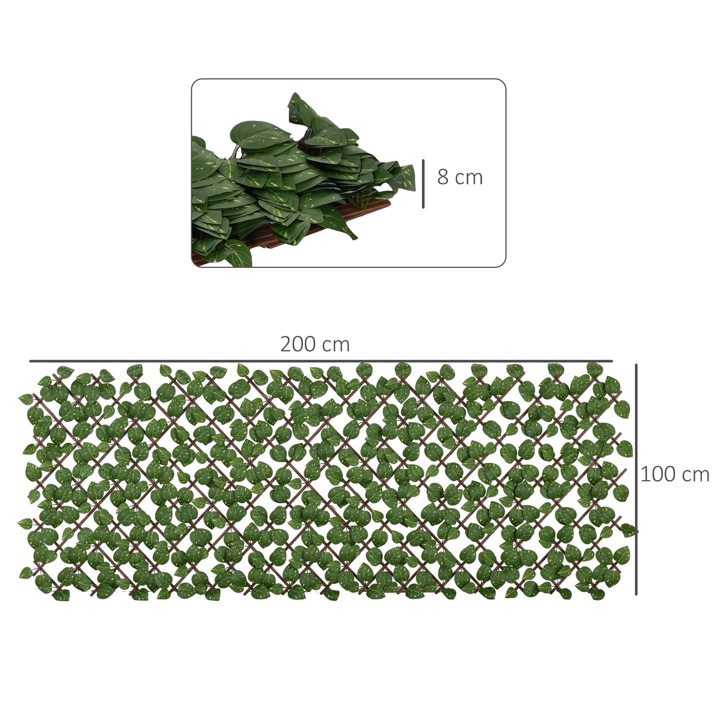 Outsunny Set of 2 Expandable Artificial Trellis Hedges â€“ Realistic Leaf Privacy Screen, 2 x 1 m