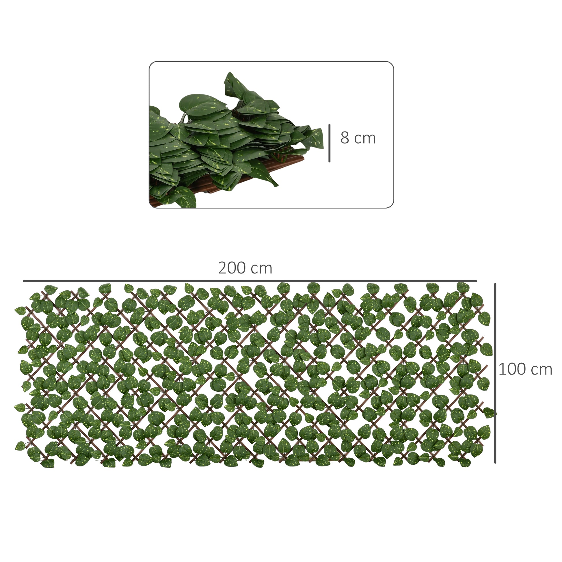 Outsunny Set of 2 Expandable Artificial Trellis Hedges â€“ Realistic Leaf Privacy Screen, 2 x 1 m