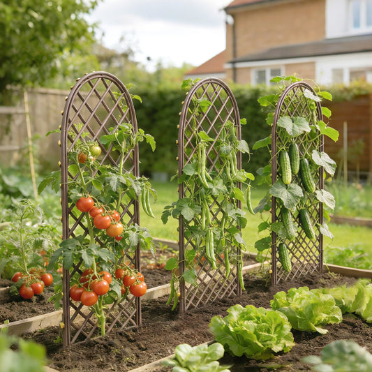 Outsunny Garden Trellis, Decorative Trellis Panels for Climbing Outdoor Plants, Vegetables, Vines, Flowers, Natural Wood Finish