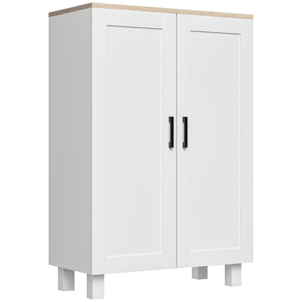 HOMCOM Nordic Sideboard Storage Cabinet with Adjustable Shelf Coffee Bar Cabinet Two Doors 60 x 30 x 90 cm White Default Title