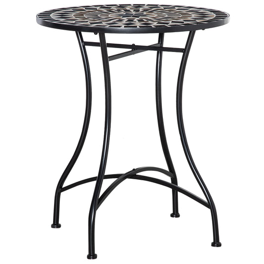 Outsunny Î¦60cm Mosaic Outdoor Patio Table - Black