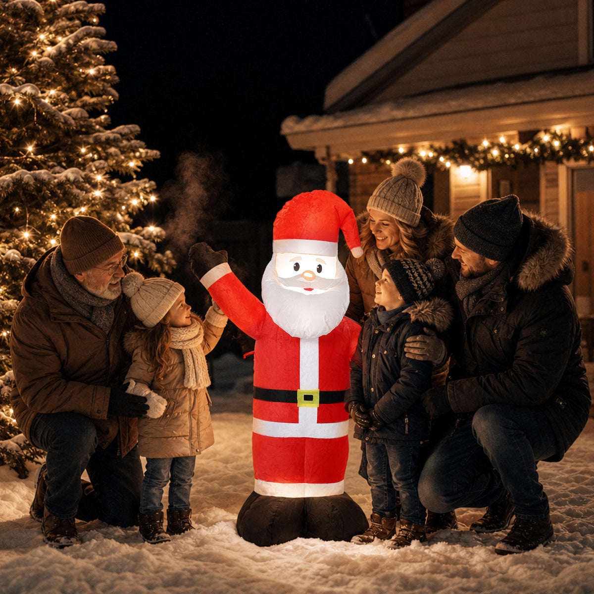 Outsunny 5ft Christmas Inflatable Velvet Look Santa Claus with Welcoming Gesture