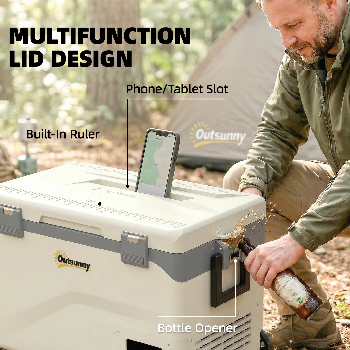 Outsunny 42.5L Compressor Car Fridge Freezer, Camping Refrigerator with App Control, 20â„ƒ-20â„ƒ