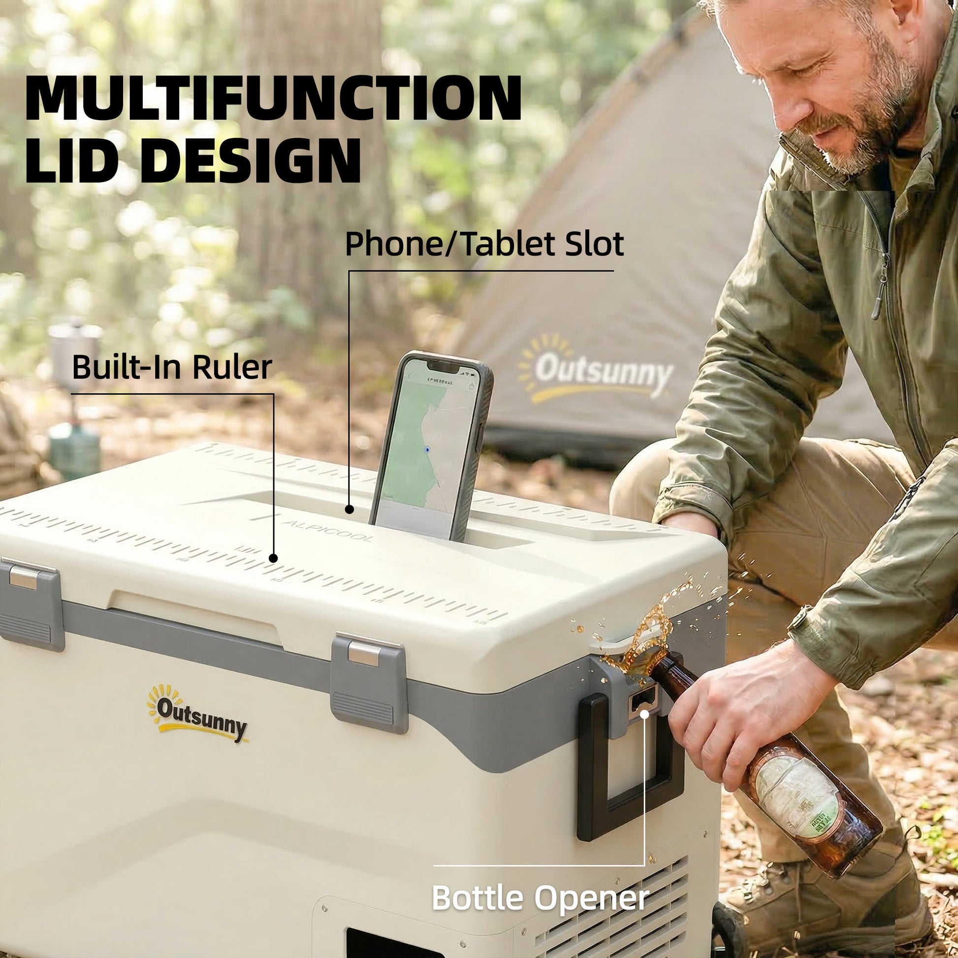 Outsunny 42.5L Compressor Car Fridge Freezer, Camping Refrigerator with App Control, 20â„ƒ-20â„ƒ