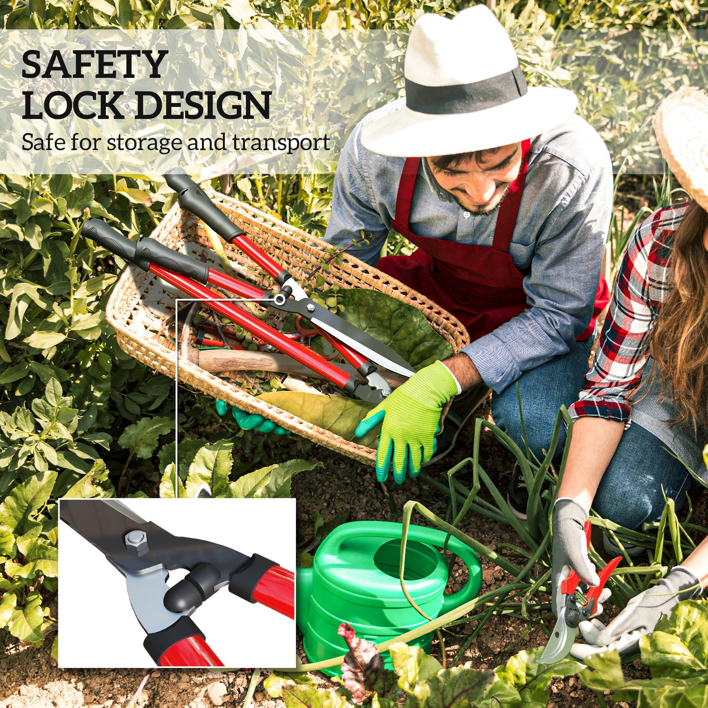 Outsunny 3 Pcs Garden Shears Set with Hedge Shears, Lopper, Garden Secateurs, Lightweight and Compact, Tree Shrub Care Kit for Pruning with Soft Grip Handle