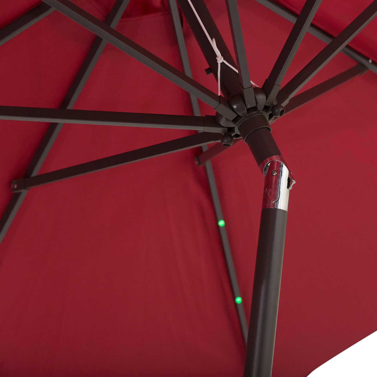 Outsunny Î¦2.7m Garden 24 LED Light Parasol Solar Outdoor Tilt Sun Umbrella Patio Club Party Event Manual Sun Shade w/ Hand Crank and 8 Ribs, Red