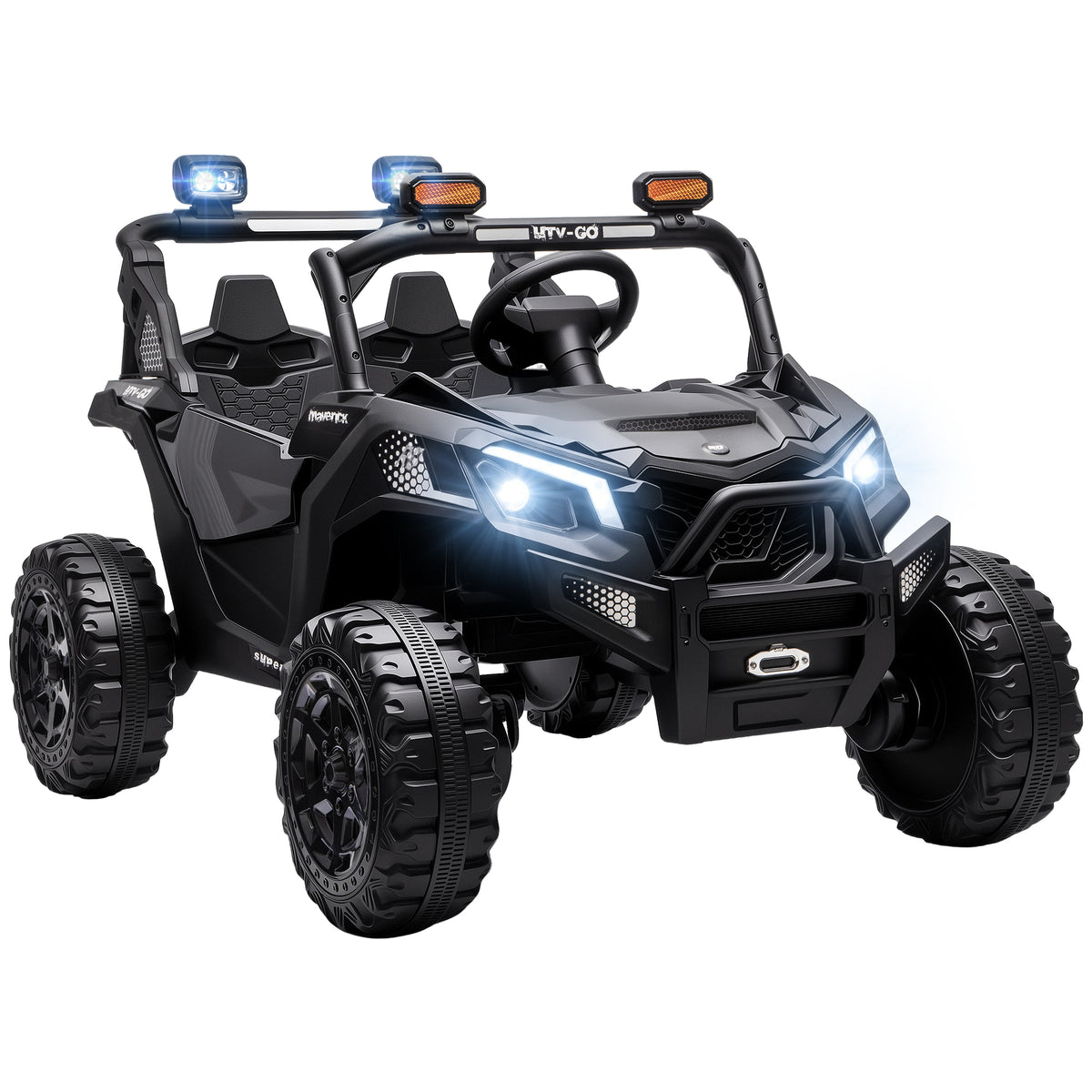 AIYAPLAY 24V 2 Seater Ride On Truck Car for Big Kids with Remote Control, Dual Motors, 4-Wheel Suspension for Ages 3-8, Black Default Title