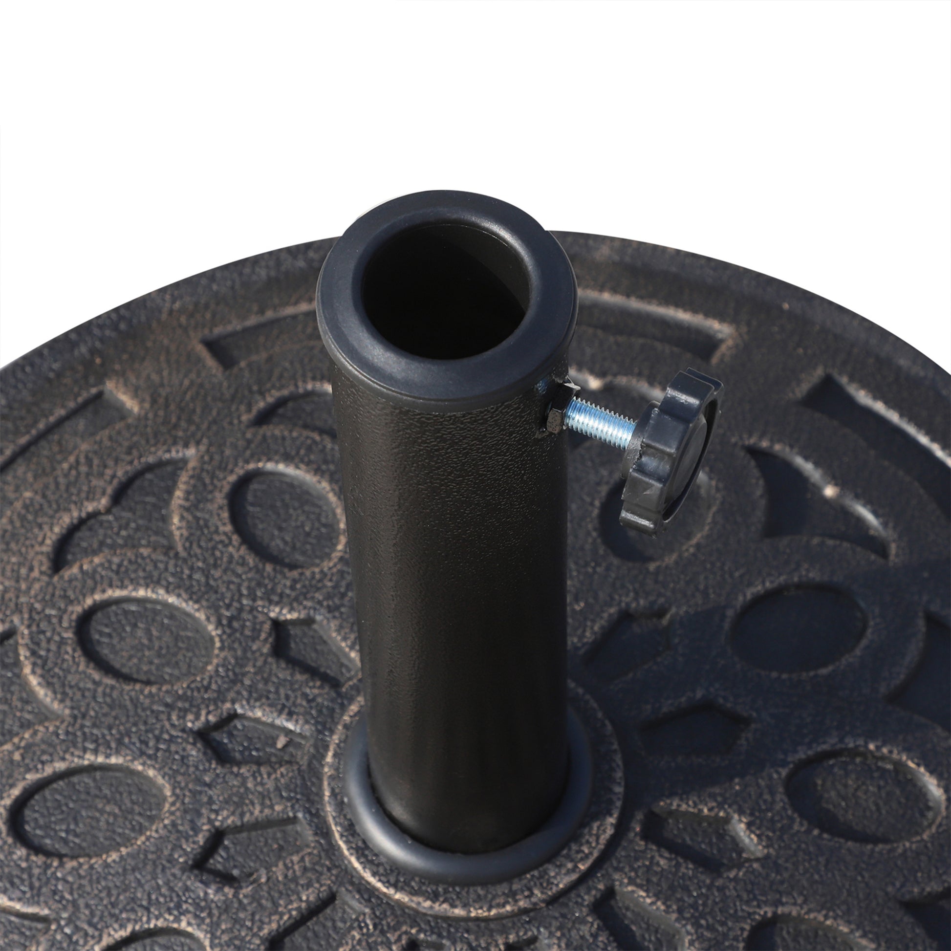 Outsunny 14kg Round Garden Parasol Base Holder Decorative Resin Market Umbrella Stand with Adjustable Coupler, Bronze