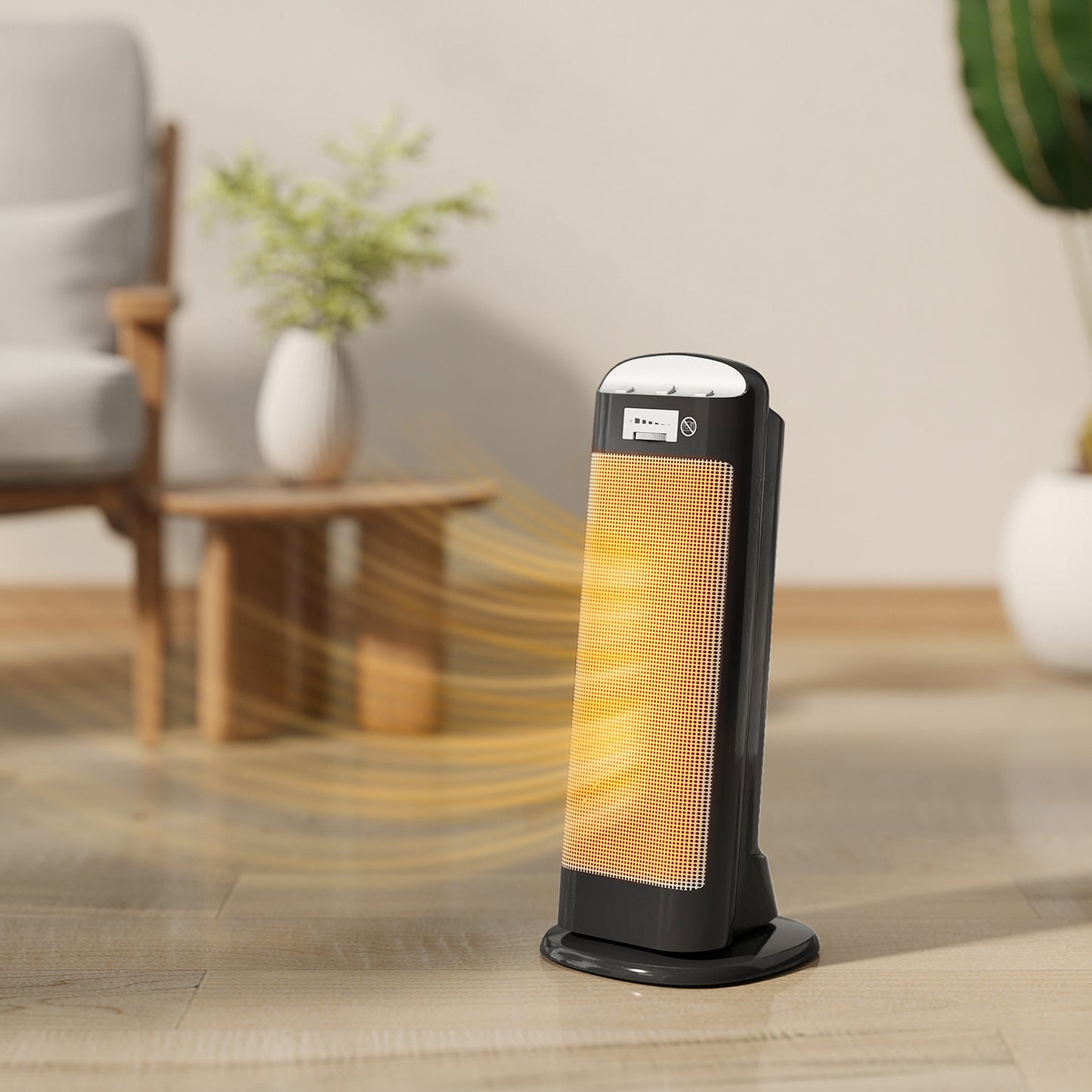 HOMCOM Ceramic Space Heater, 2000W Fan Electric Heater with 4 Modes, Adjustable Thermostat, 55Â° Oscillation, Tip-Over and Overheat Protection for Bedroom, Home Office, Black