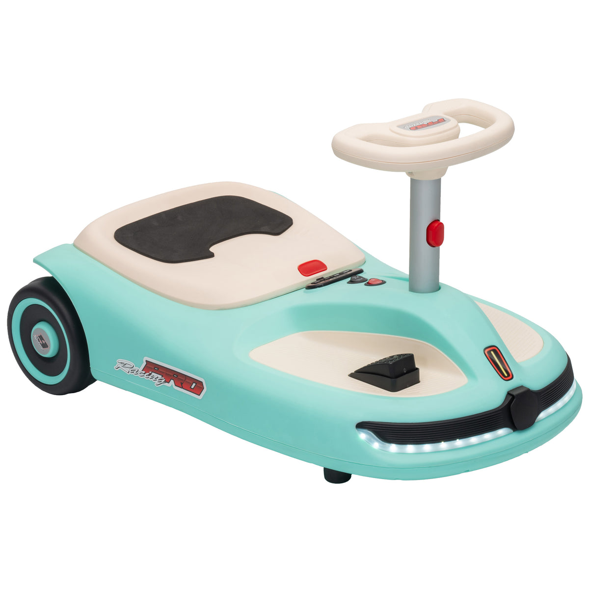 AIYAPLAY 12V Electric Wiggle Car with Pedal, Kids Electric Car with 2 Speeds, Soft Start, Music, Lights for 3-5 Years, Light Blue Default Title