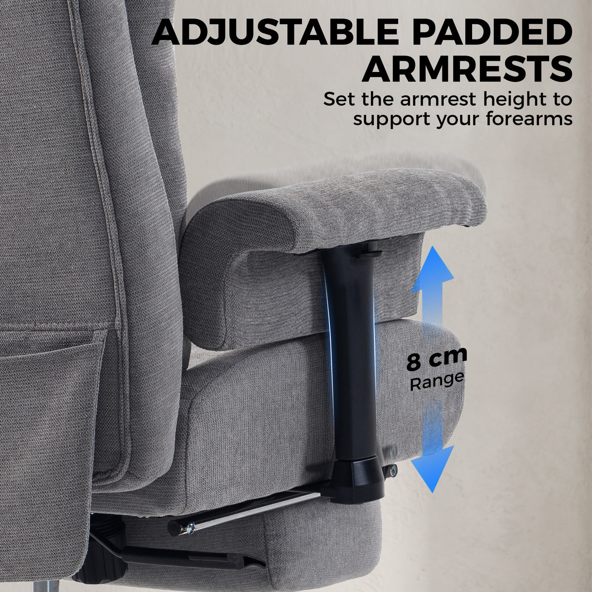 HOMCOM Big and Tall Office Chair, 250 kg Heavy Duty Executive Desk Chair with Adjustable Armrests and High Back, Dark Grey