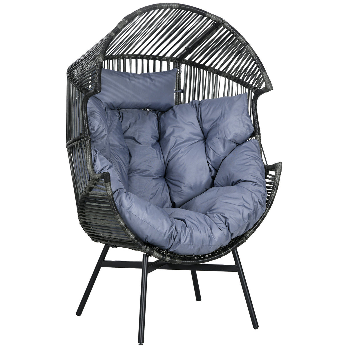 Outsunny String Rattan Egg Chair with 2,000 Hours UV Resistance and 14 ...