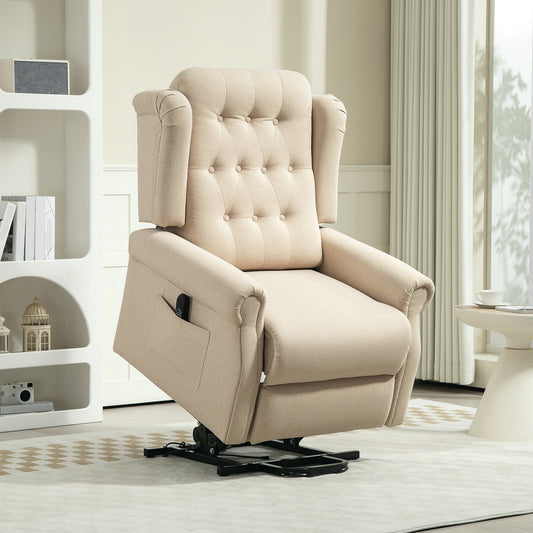 HOMCOM 45Â° Lifting Riser and Recliner Armchair  - Beige