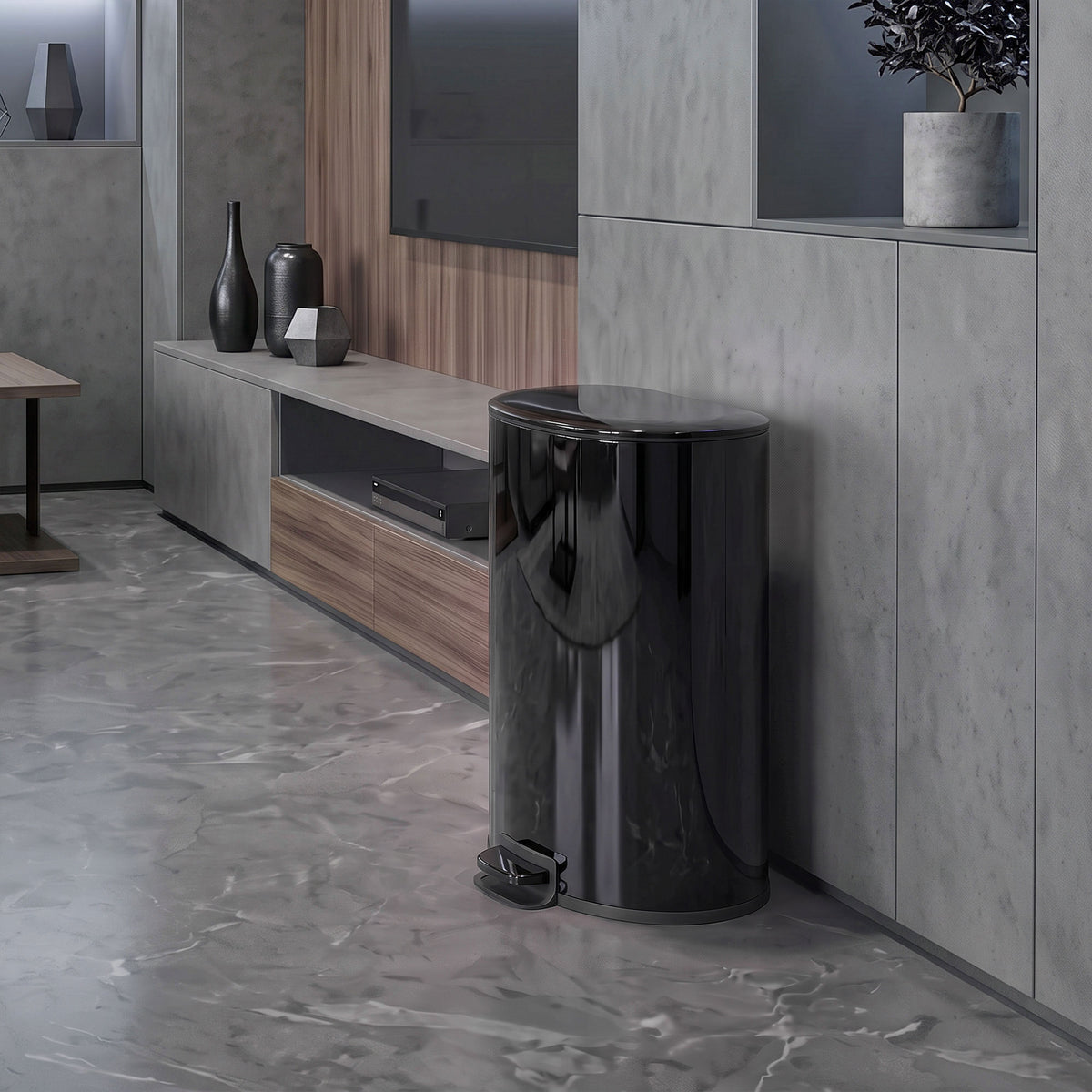 HOMCOM 50L Kitchen Pedal Bin, Rubbish Bin with Soft-Close and Stay-Open Lid, Removable Inner Bucket, Black