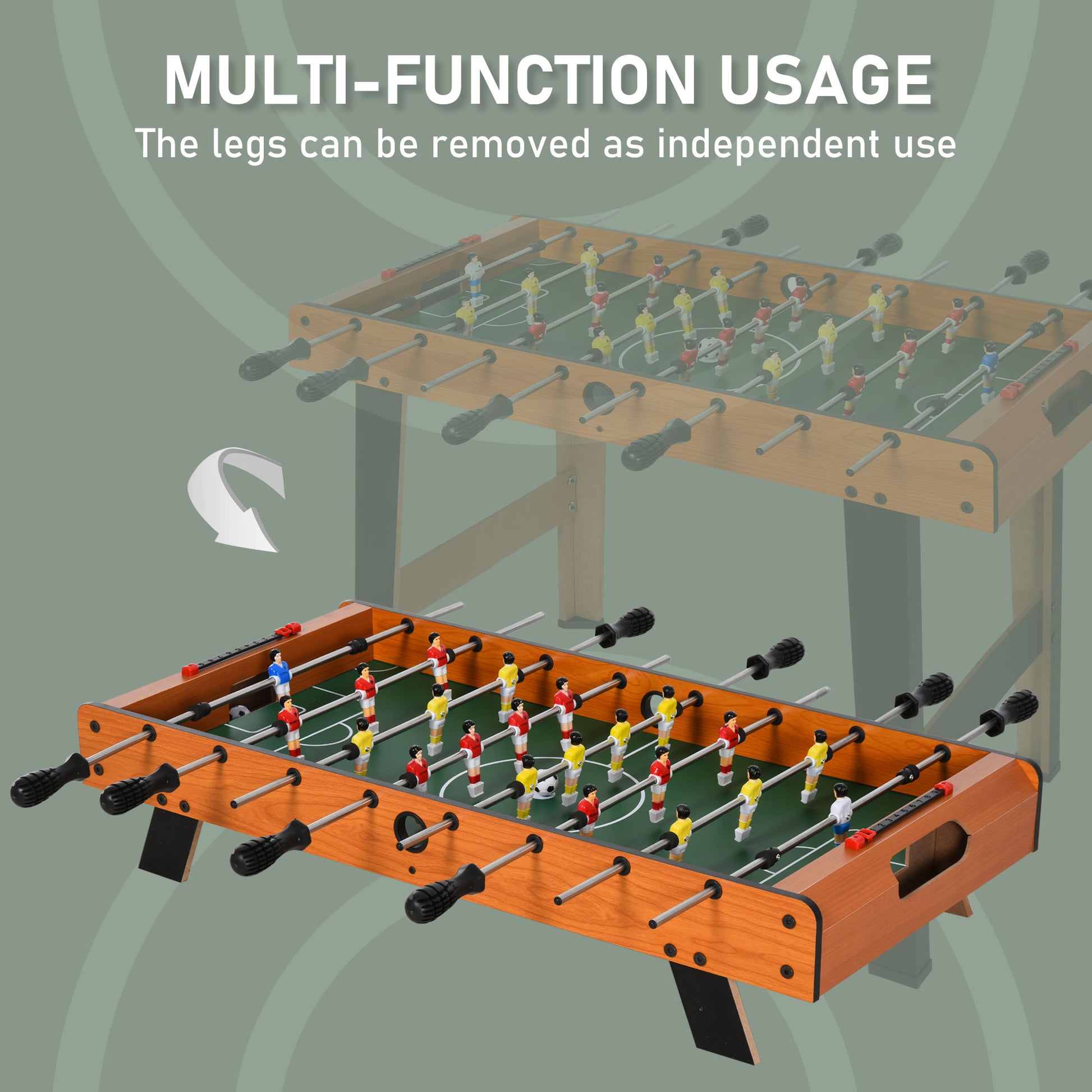 HOMCOM Football Table Heavy Duty 84.5cm for Arcades, Pub, Game Room, 8 Rods, 2 Foosballs