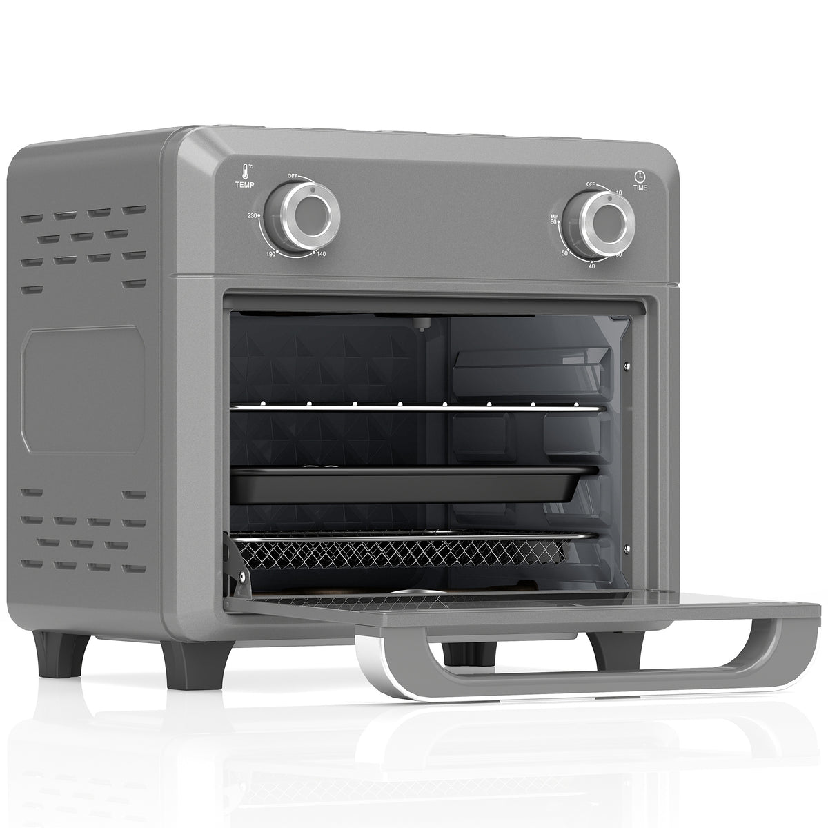 HOMCOM 10L Air Fryer Oven, Mini Oven, Grill, Roast, Bake, with Adjustable Temperature, Timer, 1000W, Grey Default Title
