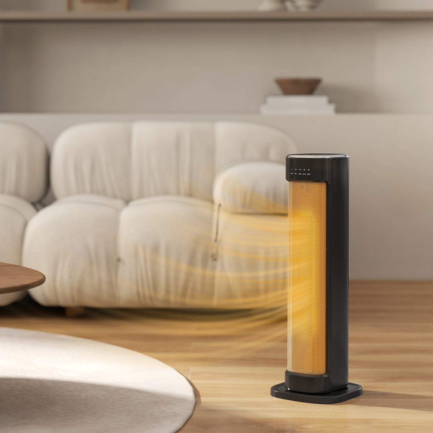 HOMCOM 2000W Ceramic Electric Heater with 3 Heat Settings, Timer - Black