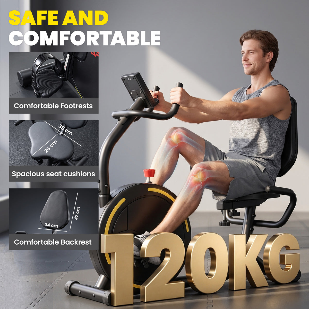 SPORTNOW Recumbent Exercise Bike for Home, Indoor Stationary Bike for Seniors with App Connectivity, 0-100% Magnetic Resistance