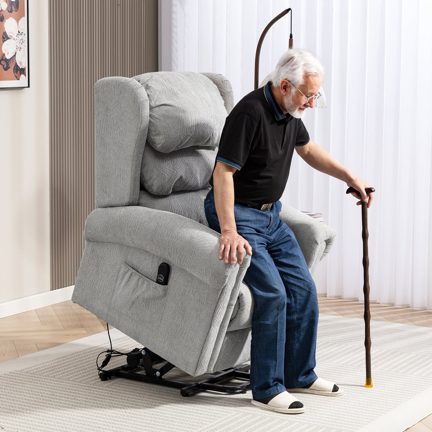 HOMCOM Velvet-Feel 150Â° Electric Riser Recliner Chair - Grey