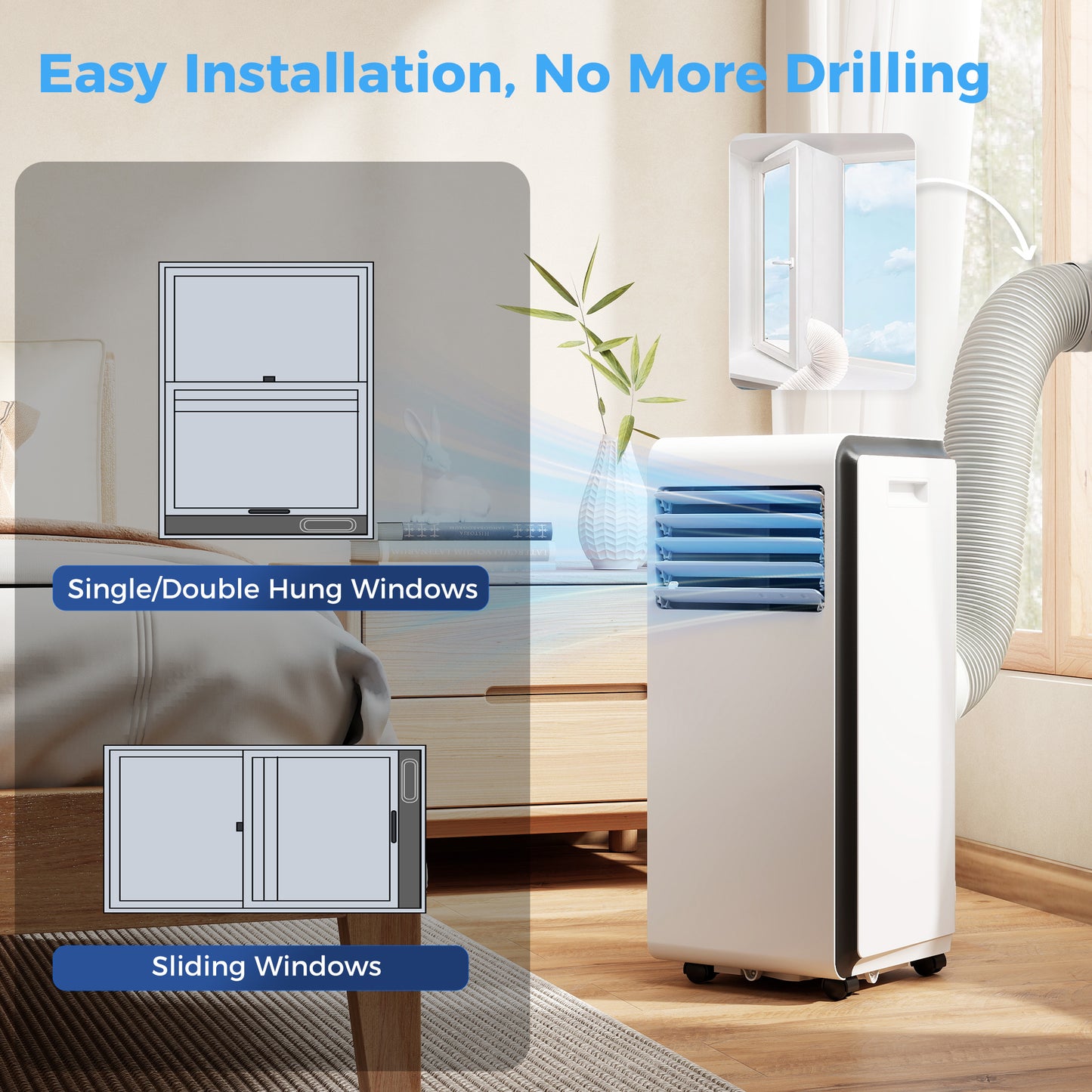 HOMCOM Portable Air Conditioner 9000 BTU, 4-in-1 Air Conditioning Unit with Cooling, Dehumidifier, Fan, Sleep Mode, White