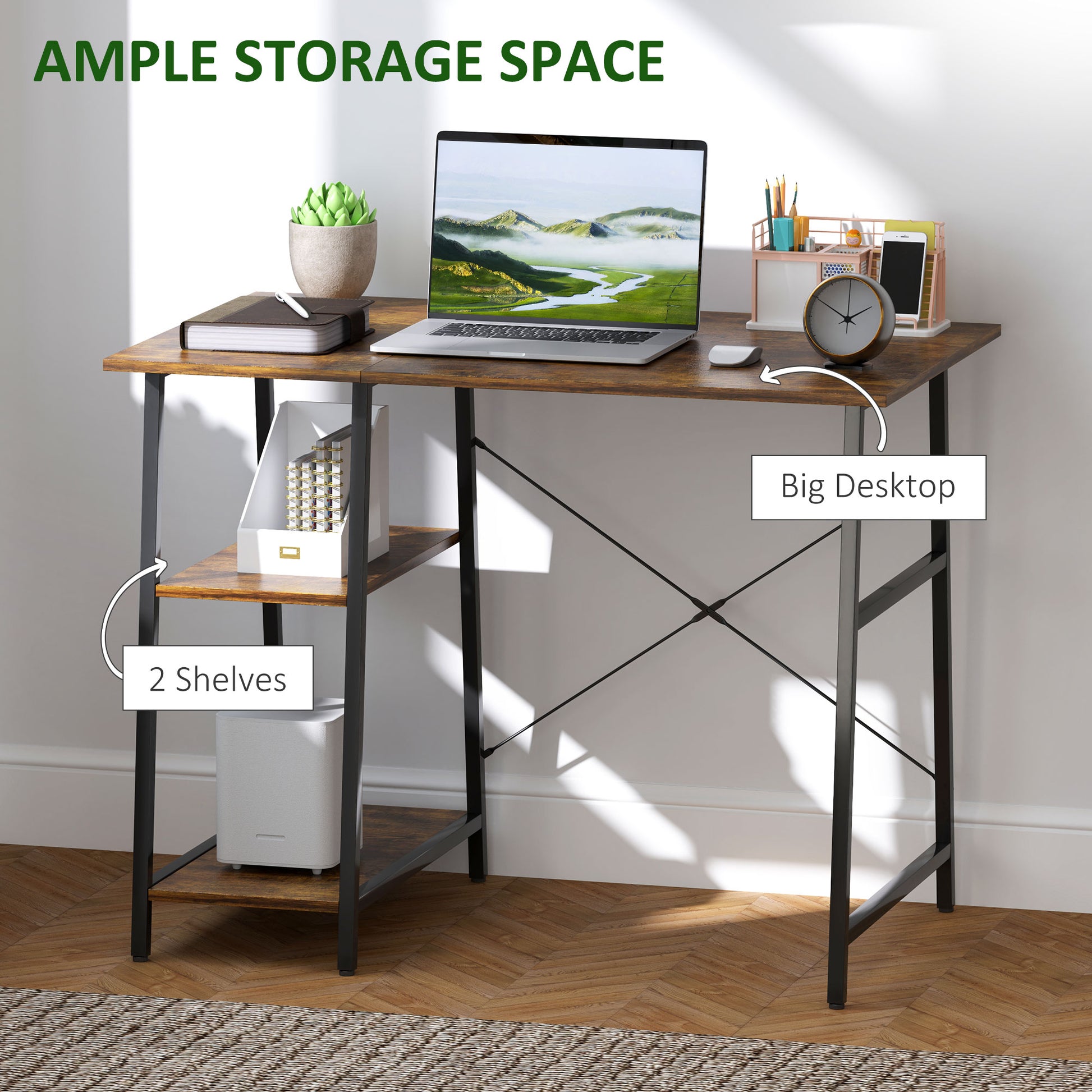  lounge spaces and more.</li><li>Two shelves: A writing desk with plenty of room to work and hold books