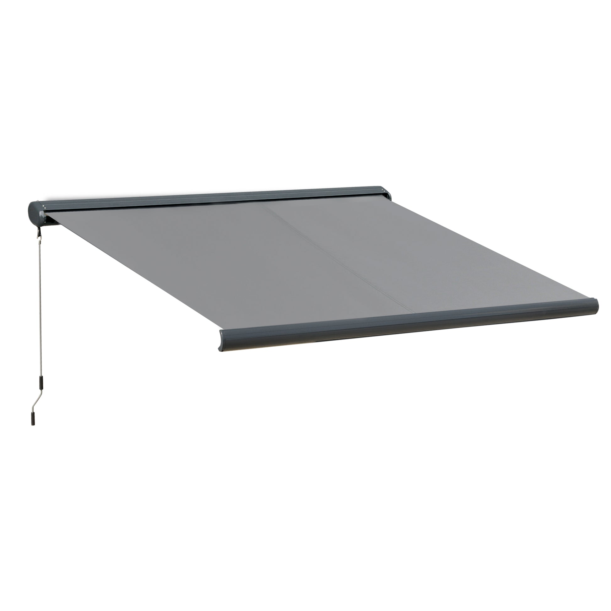 Outsunny 3.5 x 3m LED Light Full Cassette Case Electric Awning for Home Sun Shade with 40m Remote Controller, Grey Default Title