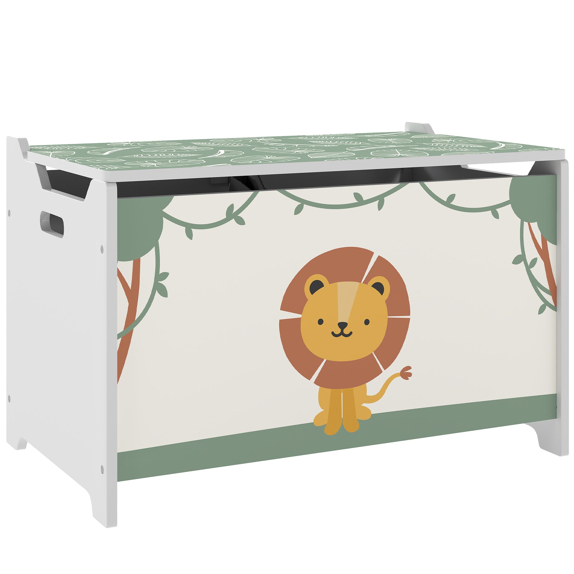 AIYAPLAY Toy Box with Lid, Safety Hinges and Groove Handles, Toy Storage organiser for Kids, Living Room, Playroom, Green Default Title