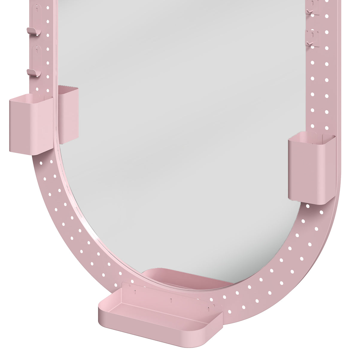 HOMCOM Oval Wall Mirror, 60 x 90 cm Decorative Hanging Mirror with Pegboard Frame, Wall-Mounted, Pink