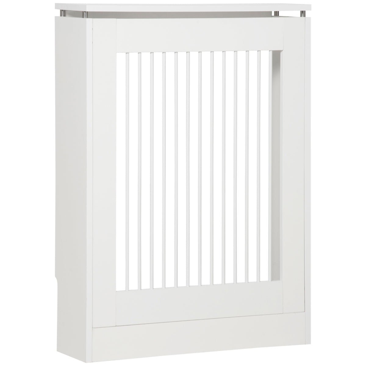 HOMCOM Radiator Cover Vertical Slatted Grille Heater Cover Top Shelf MDF Steel for Heat Circulation 60 x 18 x 84 cm White Default Title