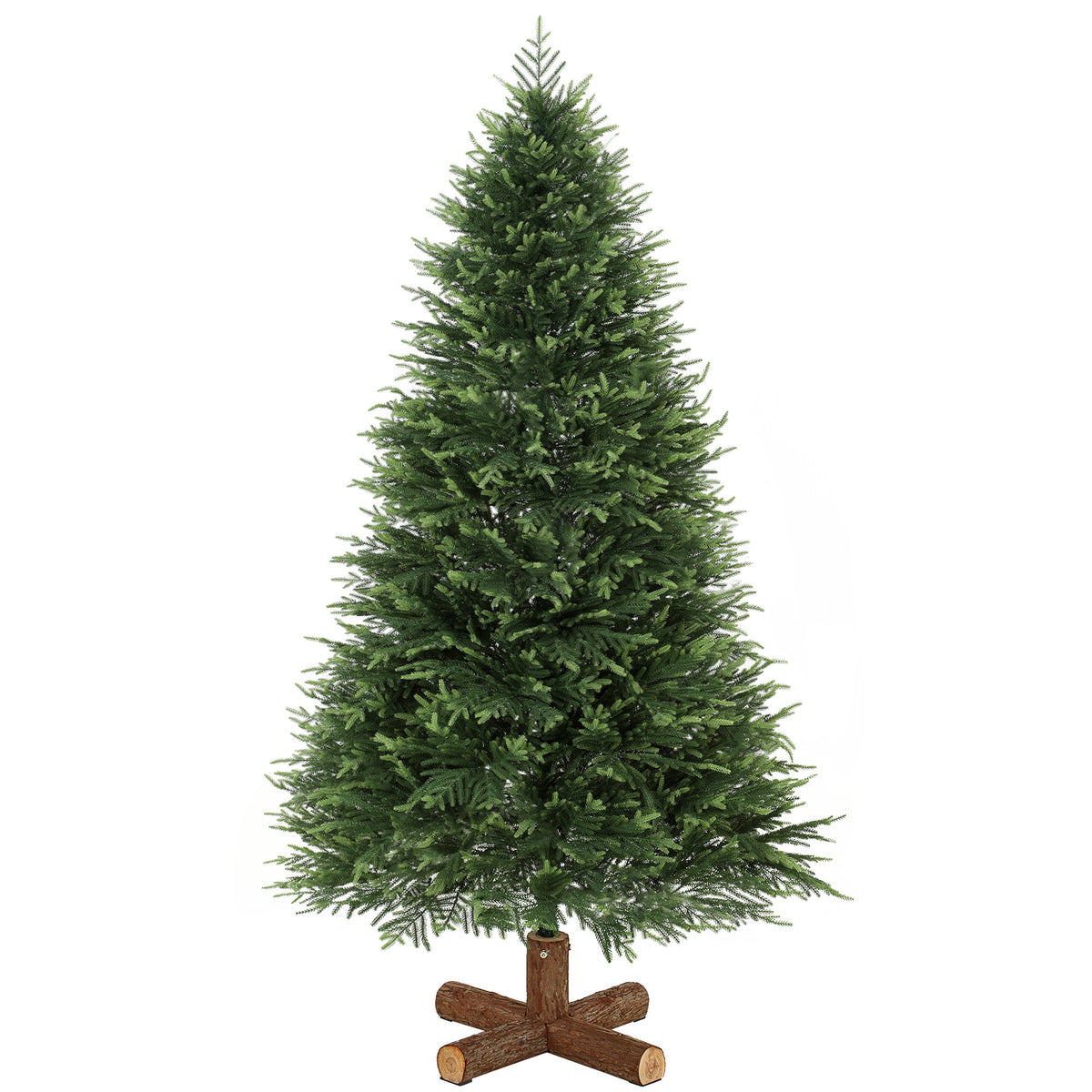 HOMCOM 7ft Artificial Christmas Tree, Hinged Xmas Tree with Realistic 1071 PE & PVC Branch Tips, Fir Wood Base, Green