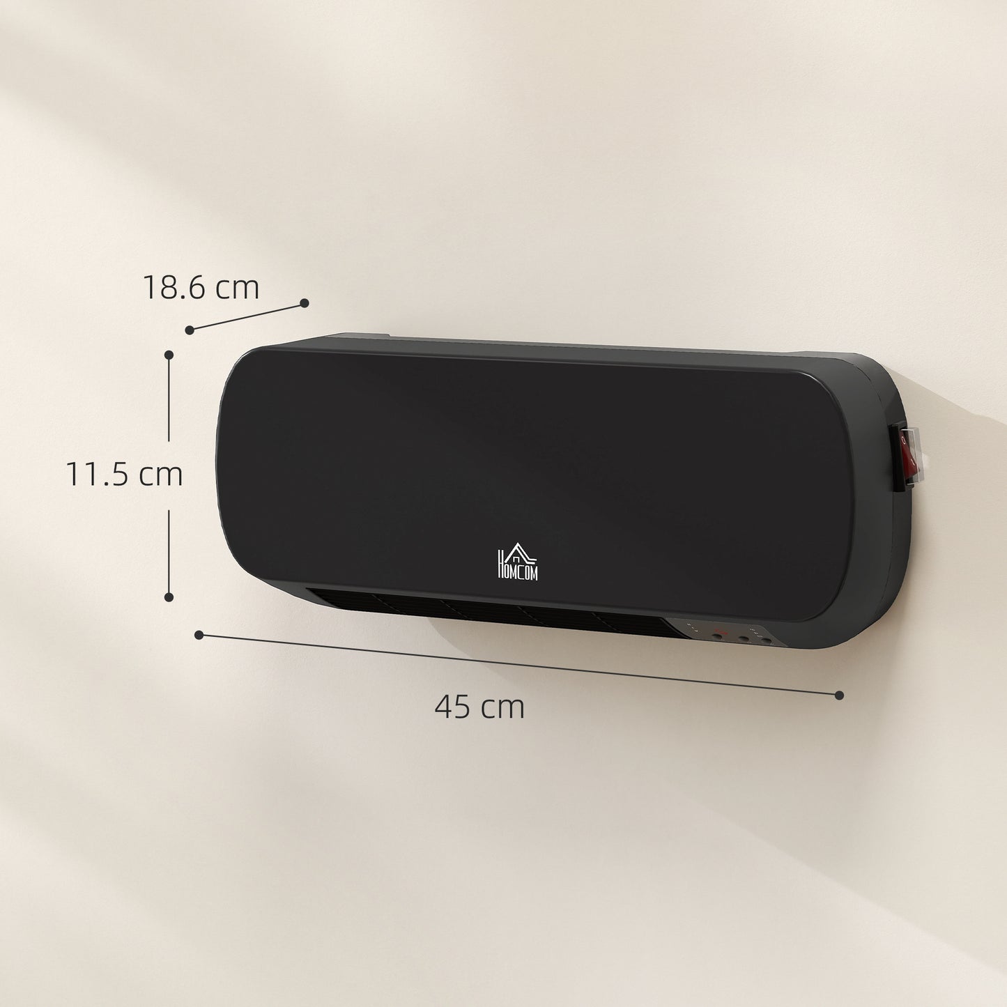 HOMCOM 2000W Wall Mounted Ceramic Space Heater, 10-49°C Temperature, Black