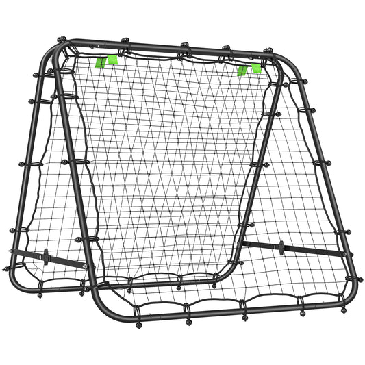 HOMCOM Double Sided Football Rebounder Net, Football Rebound Goal with Five Adjustable Angles, Black