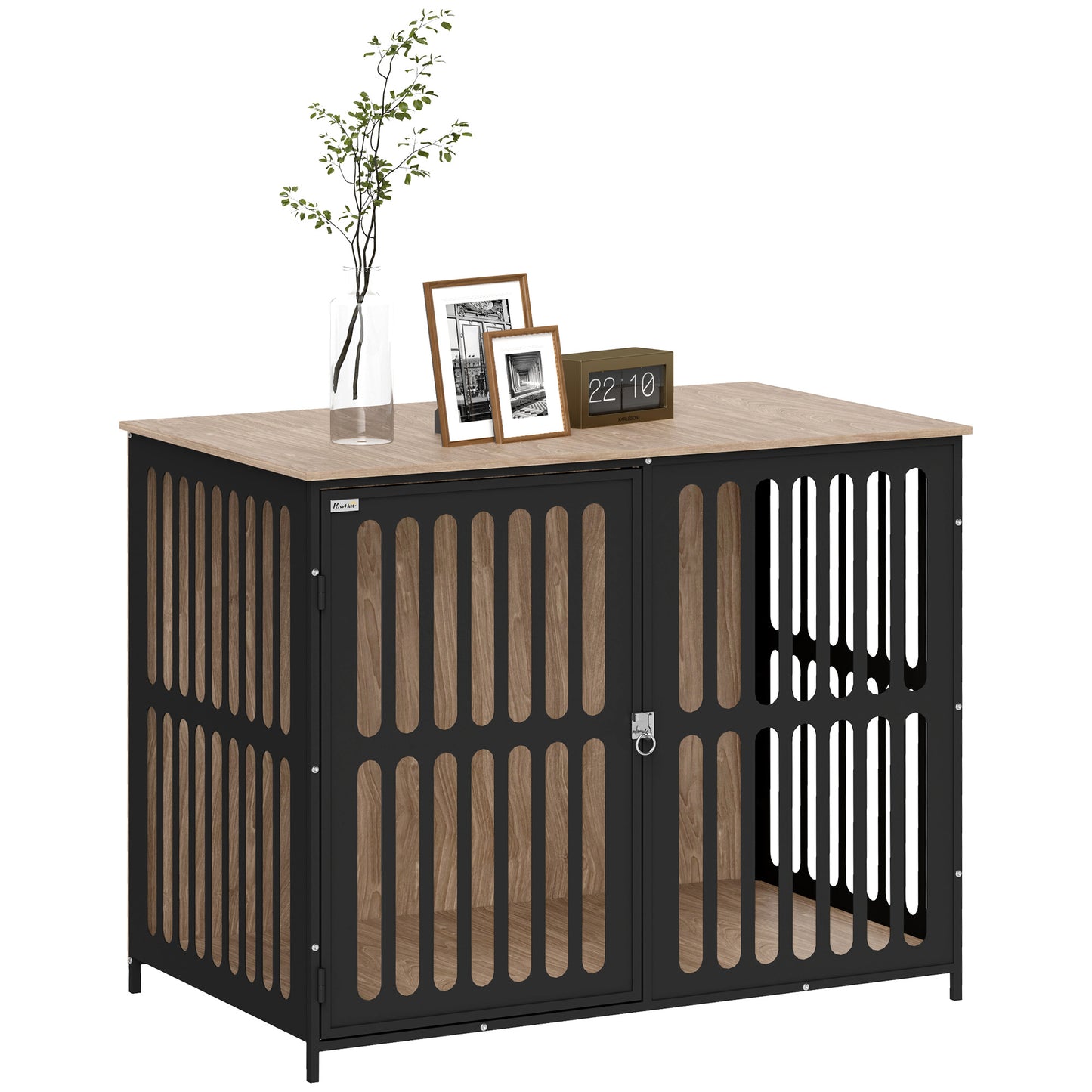 PawHut Dog Crate Furniture with Anti-Chew Resistant Mesh, Anti-Escape Single Door, for Large Dogs, 100 x 60 x 81.5 cm Default Title