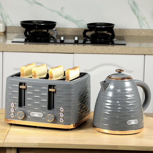 HOMCOM Four-Slice Rippled Toaster - Grey