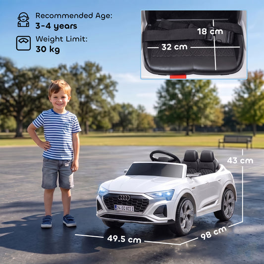 AIYAPLAY Audi Q8 etron Sportback Licensed Ride on Car with Remote Control, Four-Wheel Suspension, Soft Start for Ages 3-4, White