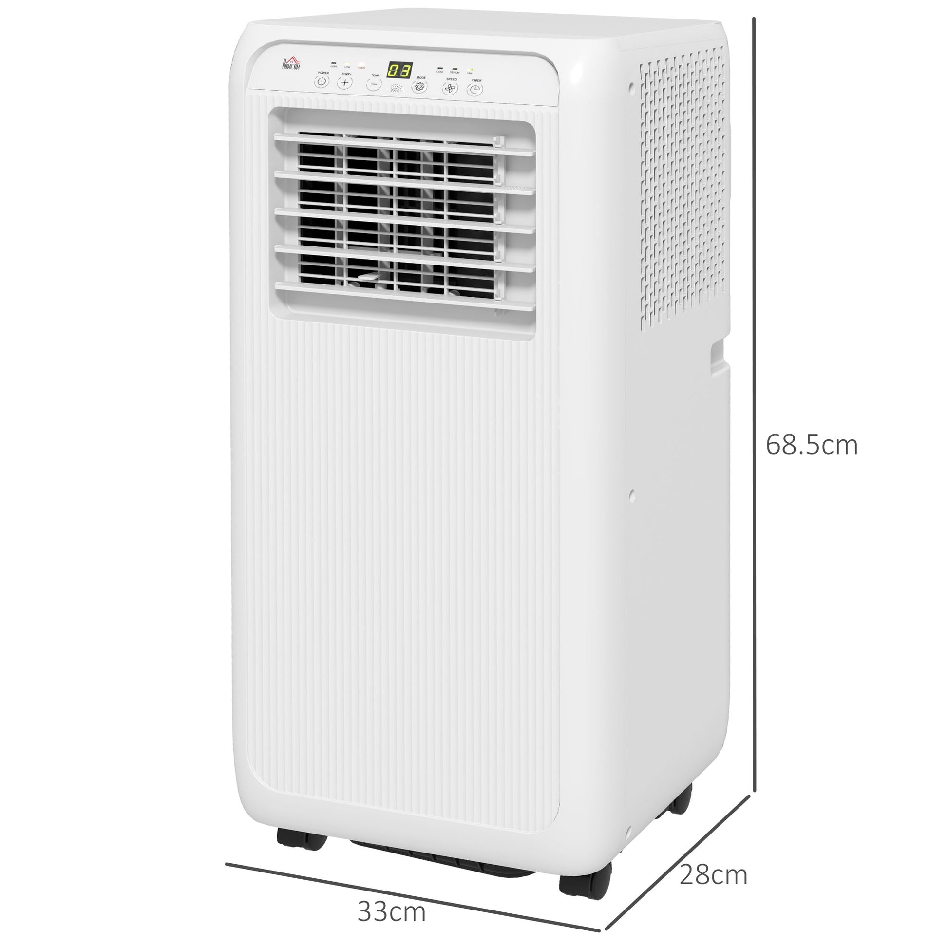 HOMCOM 9,000 BTU Mobile Air Conditioner for Room up to 28mÂ², with Dehumidifier, 24H Timer, Wheels, Window Mount Kit