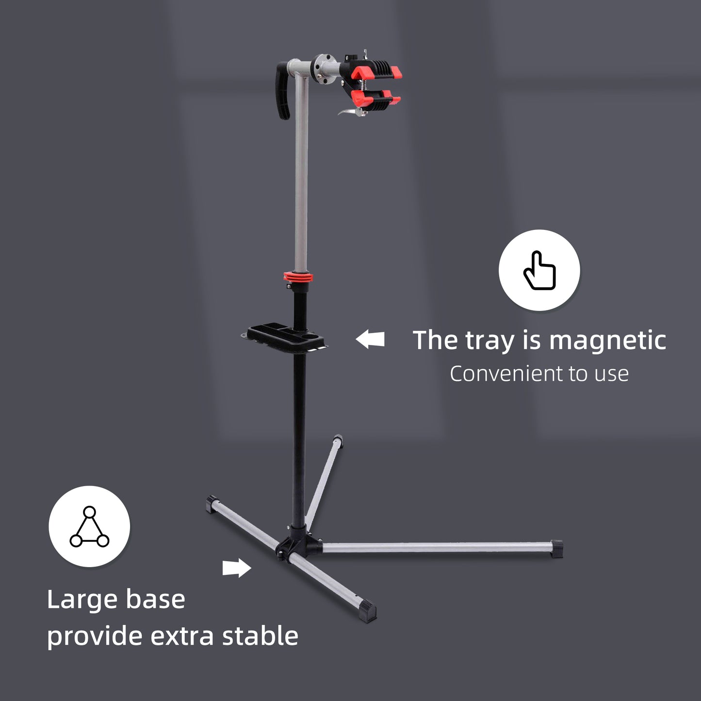 HOMCOM Bike Repair Stand Workstation, Bicycle Maintenance Workstand, Height Adjustable, with Tool Tray & 360Â° Rotating Adjustable Clamp for Home Mechanic Workshop