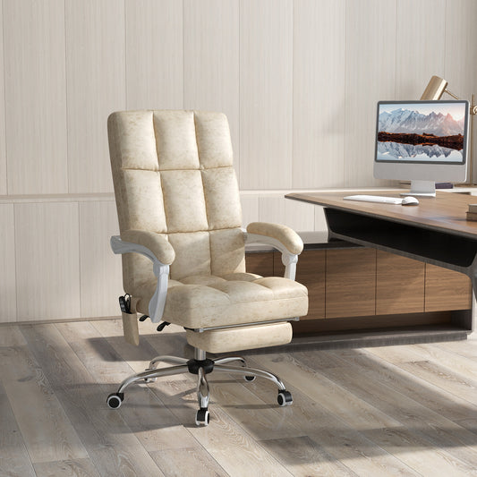 Vinsetto Massage Office Chair, Ergonomic Desk Chair, Comfy Work Study Chair with Heat, Padded Seat, 135Â° Reclining Back and Footrest for Home Office, Beige