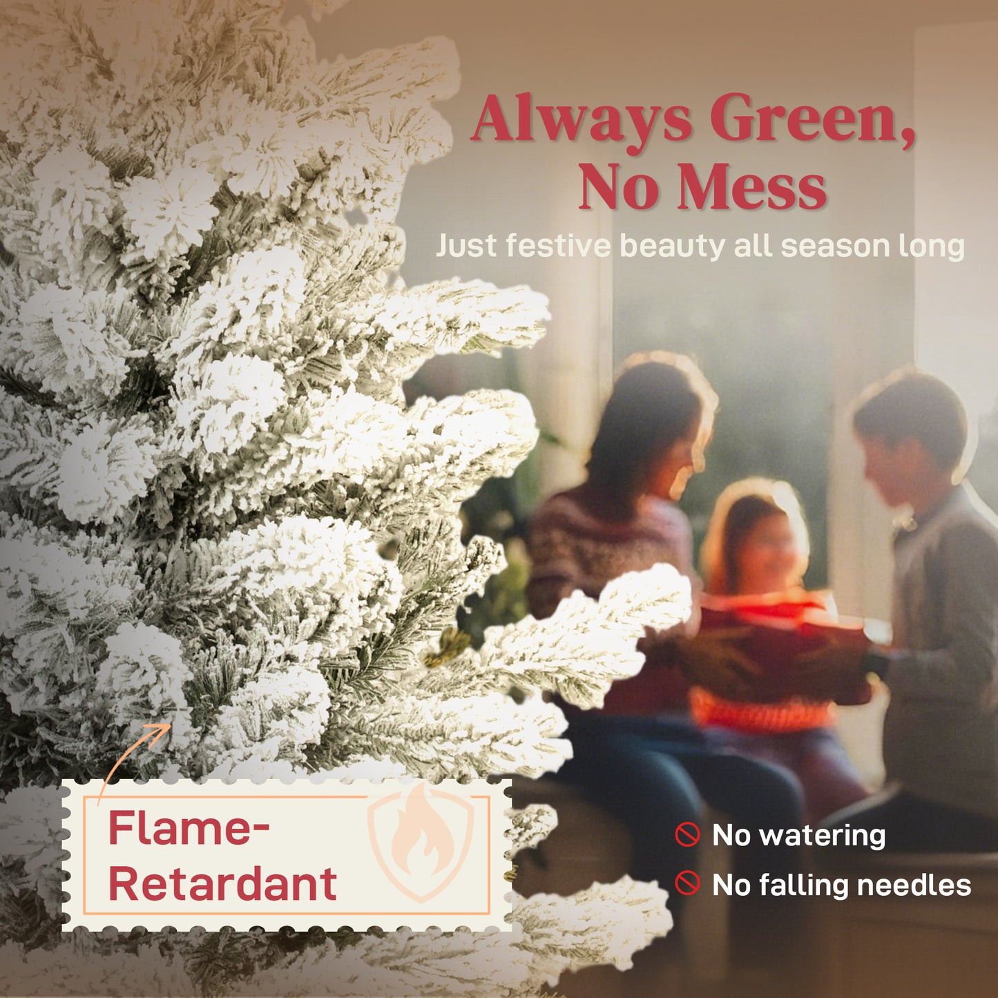 HOMCOM 7ft Flocked Artificial Christmas Tree