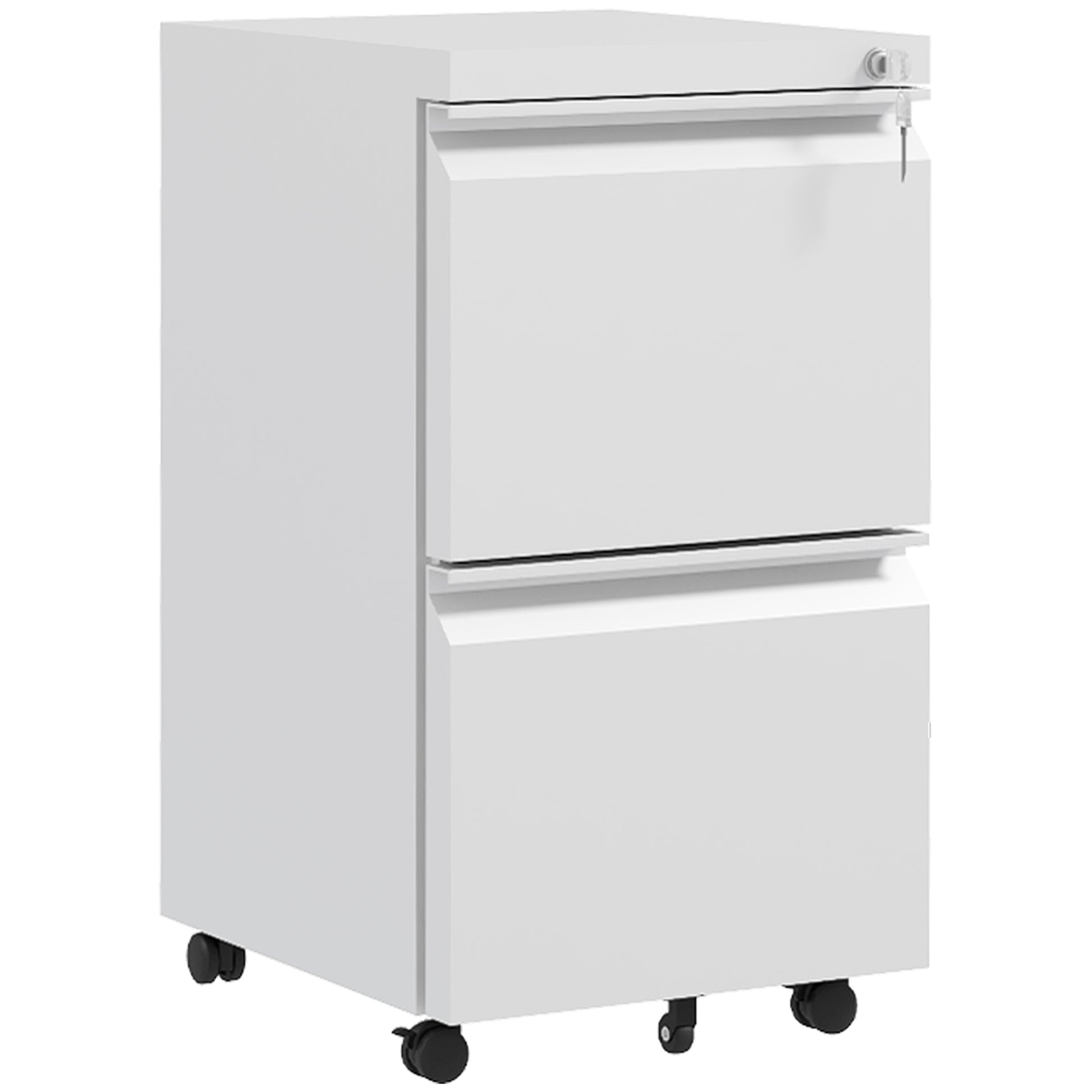 Vinsetto 2-Drawer Mobile Filing Cabinet, Metal Lockable File Cabinet for Letter, A4 and Legal Size, Pre-Assembled Body, White