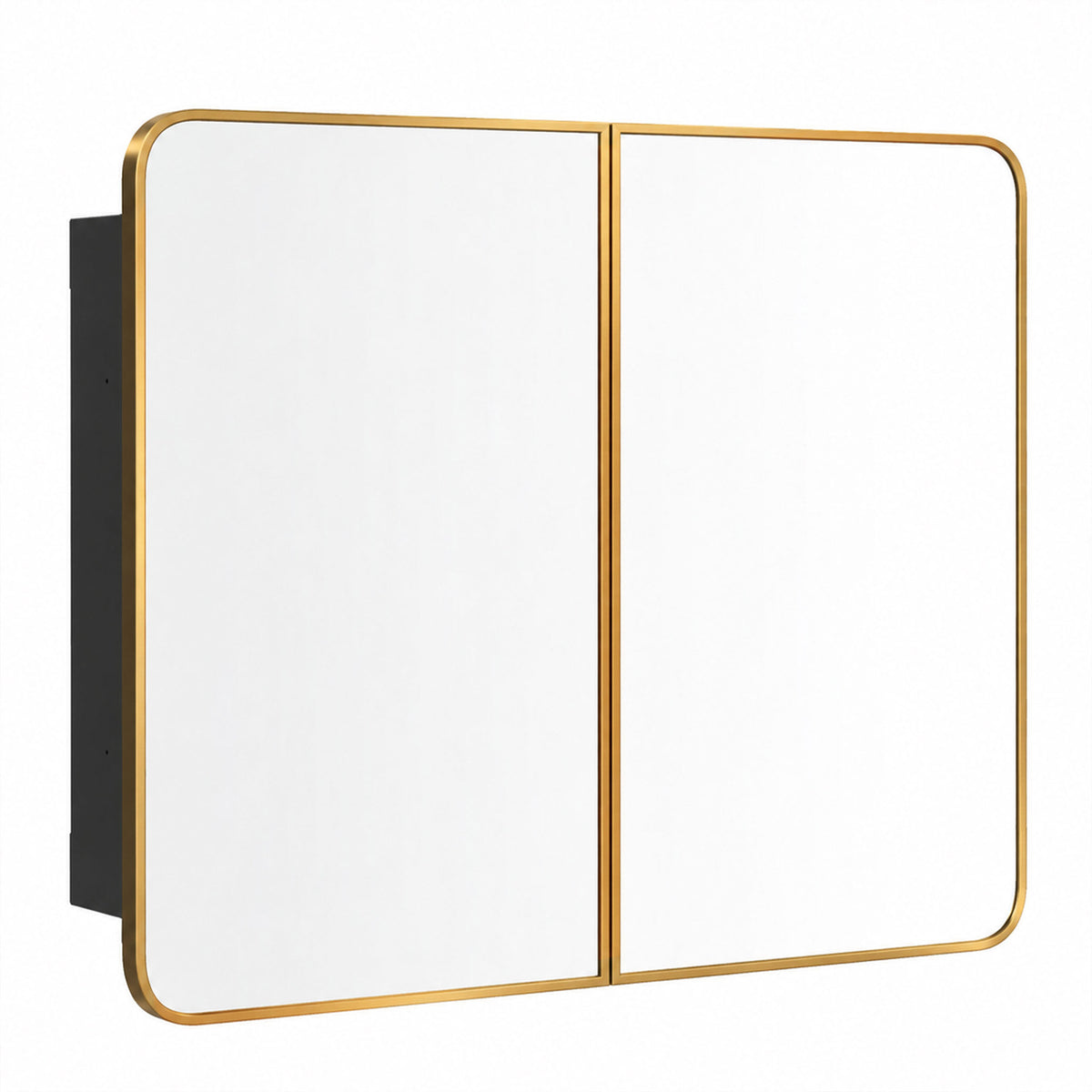 HOMCOM 76.2 x 11.6 x 61 cm Bathroom Mirror Cabinet, Wall Cabinet with Adjustable Shelves, Wall-Mounted or Recessed, Gold Tone