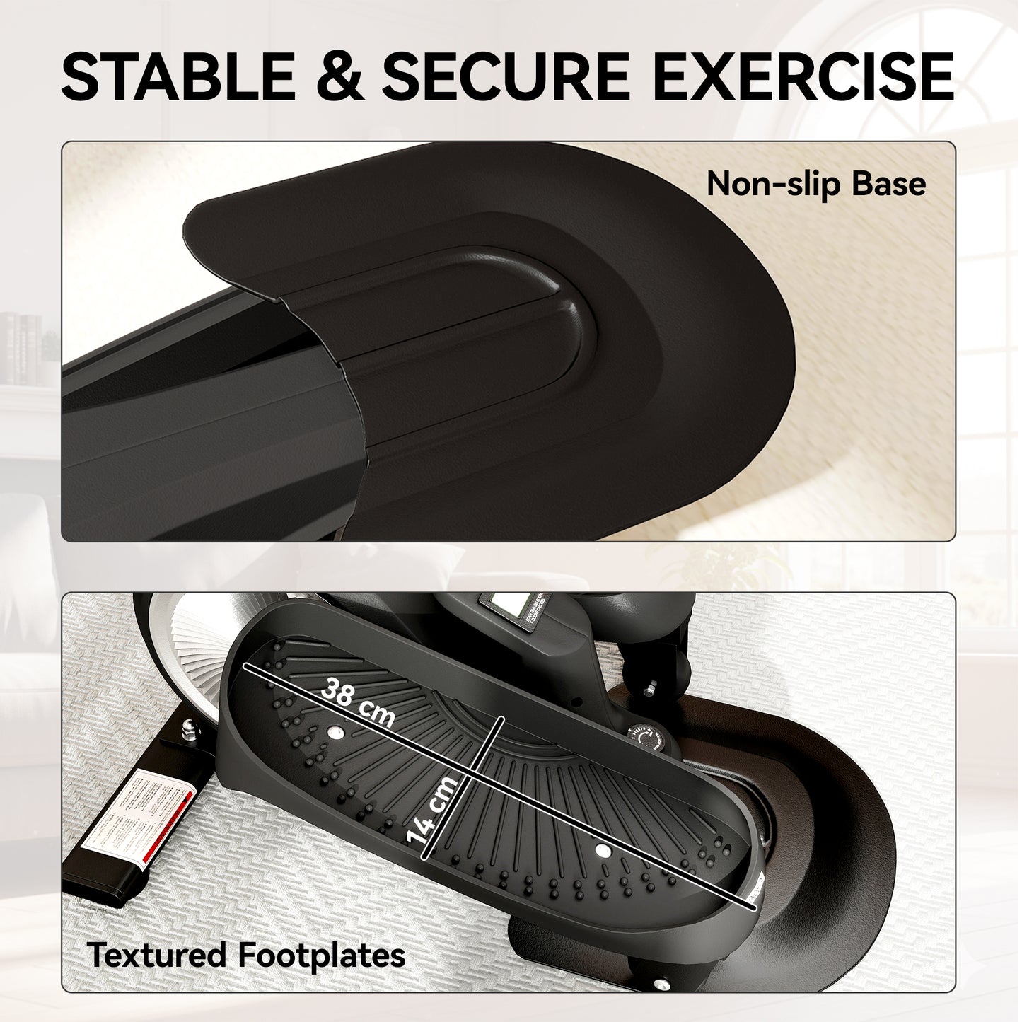 SPORTNOW Under Desk Elliptical Machine with LCD Monitor, 8 Adjustable Magnetic Resistances for 2-in-1 Seat & Stand Up Exercise