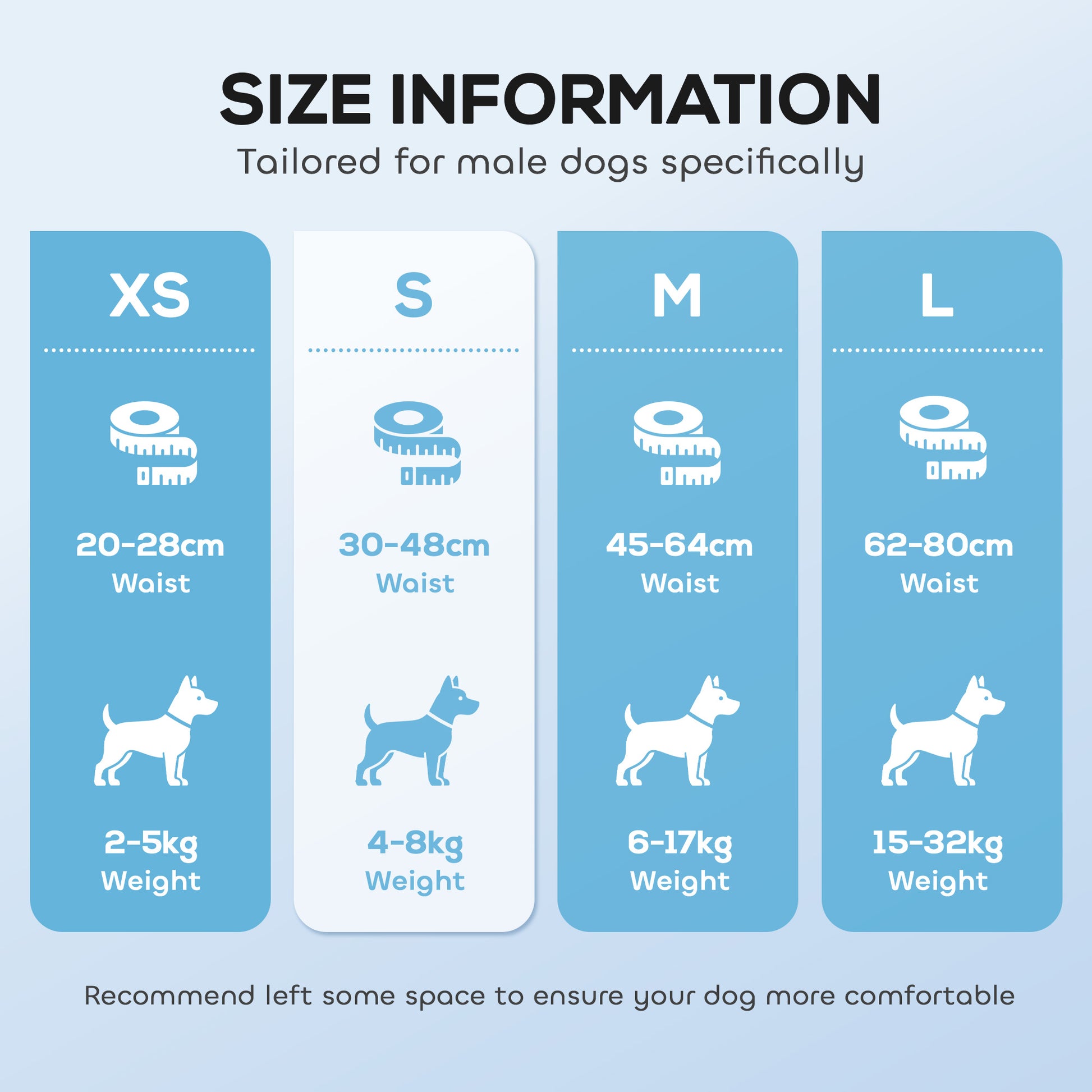 PawHut Dog Diapers Super Absorbent Leak-Proof Dog Nappies for Male Dogs Size S 30-48 cm Waist