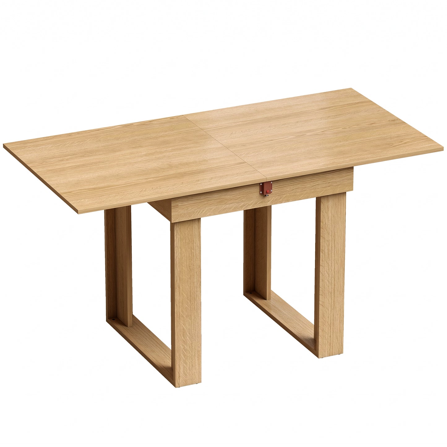 HOMCOM Folding Dining Table Under-Table Storage Extendable Kitchen Table Steel Rail Oak Effect