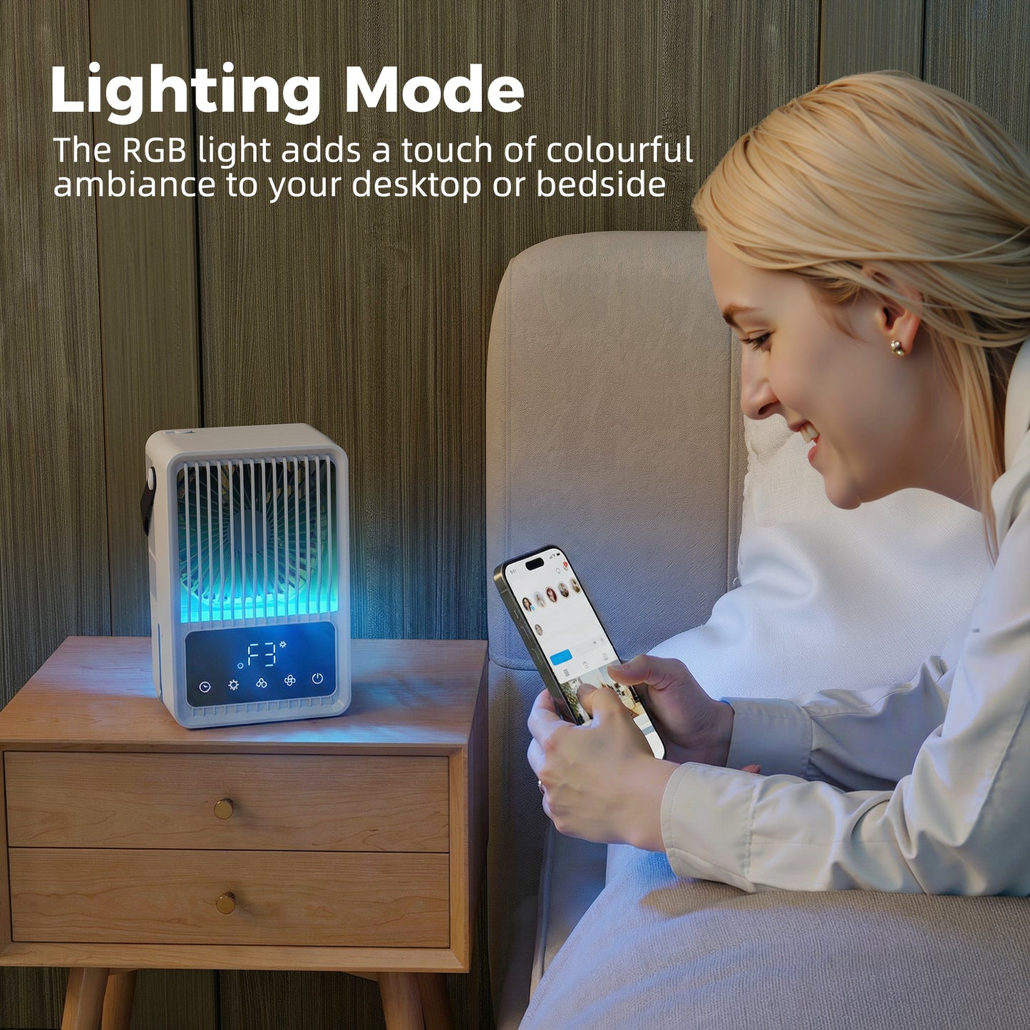 HOMCOM Portable Air Conditioner, 4-in-1 Mini Air Cooler with 3 Wind Speed, 2 Mist Mode, 7 Colour RGB Light, Black and White